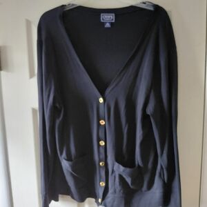 Chaps Women's Black Cardigan with Gold Buttons